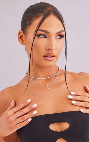 Womens Silver Diamate Chain & Cross Multi Necklace - - One Size - NastyGal UK (+IE) - Modalova