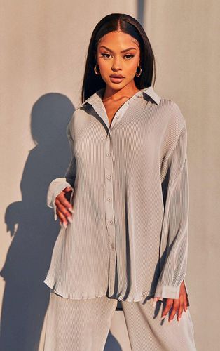 Womens Light Plisse Button Front Oversized Shirt - 16 - NastyGal UK (+IE) - Modalova