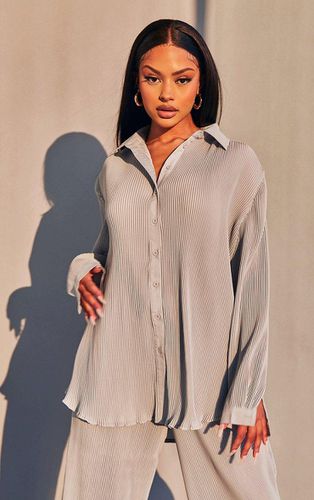 Womens Light Plisse Button Front Oversized Shirt - 6 - NastyGal UK (+IE) - Modalova