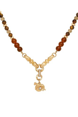 Womens Gold 'Majesty Lioness' Charm Necklace - - One Size - Bibi Bijoux - Modalova
