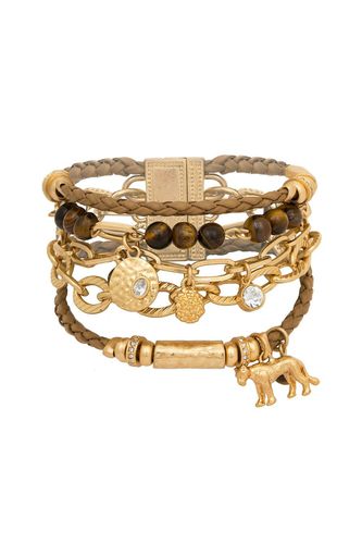 Womens Gold 'Lioness Spirit' Layered Bracelet - - One Size - Bibi Bijoux - Modalova
