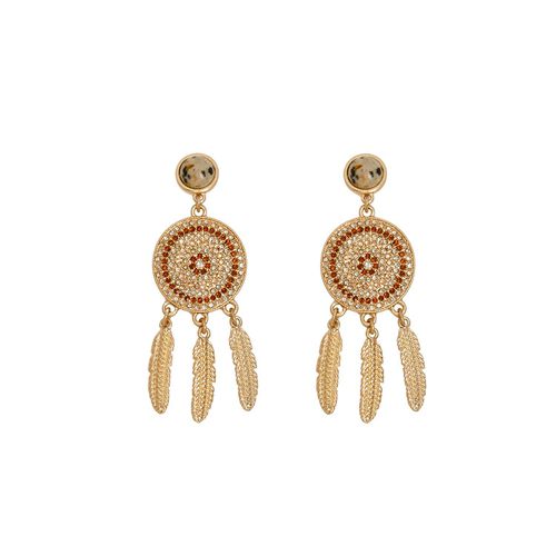 Womens Gold 'Dreamcatcher' Statement Drop Earrings - - One Size - Bibi Bijoux - Modalova