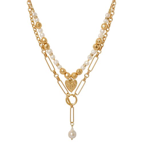 Womens Gold 'Pearl Elegance' Real Pearl Layered Necklace Set - - One Size - Bibi Bijoux - Modalova