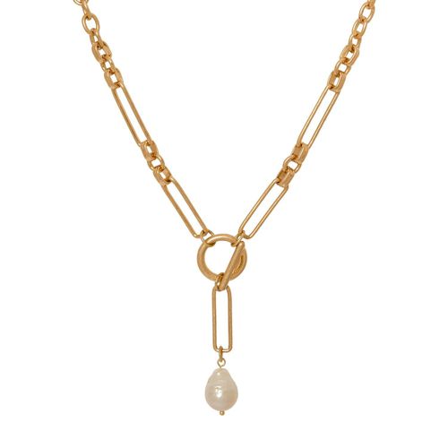 Womens Gold 'Pearl Elegance' Real Pearl Drop Pendant Necklace - - One Size - Bibi Bijoux - Modalova