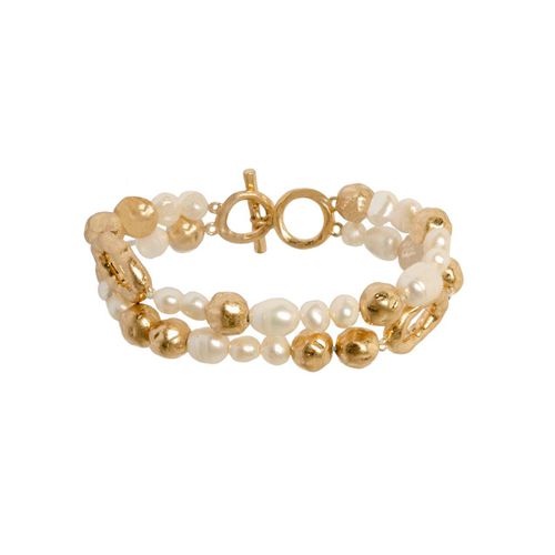Womens Gold 'Pearl Elegance' Real Pearl Layered Bracelet - - One Size - NastyGal UK (+IE) - Modalova
