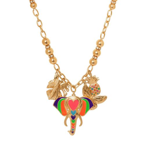 Womens Gold 'Mosaic Elephant' Statement Necklace - - One Size - Bibi Bijoux - Modalova