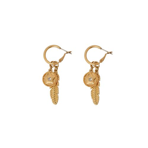 Womens Gold 'Celestial Feather' Interchangeable Hoop Earrings - - One Size - Bibi Bijoux - Modalova