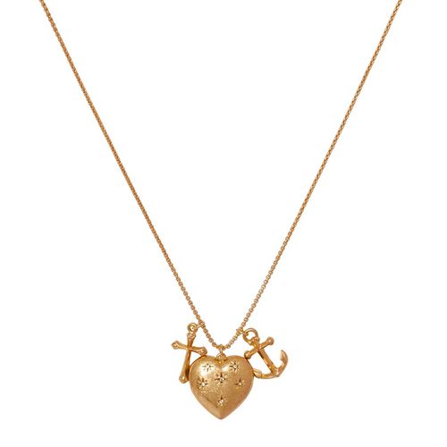 Womens Gold 'Faith, Hope & Charity' Heart Locket Necklace - - One Size - Bibi Bijoux - Modalova