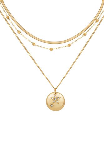Womens Gold Triple Layered 'Sparkly Disc' Necklace - - One Size - Caramel Jewellery London - Modalova