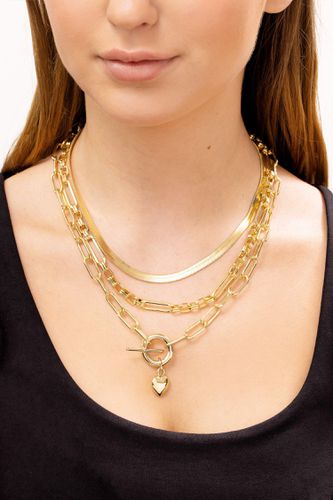 Womens Gold Chunky Layered T Bar Necklace - - One Size - Caramel Jewellery London - Modalova