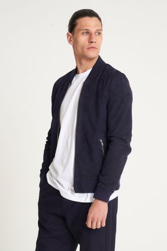 Navy Goat Suede Bomber Jacket - XXL - Barneys Originals - Modalova