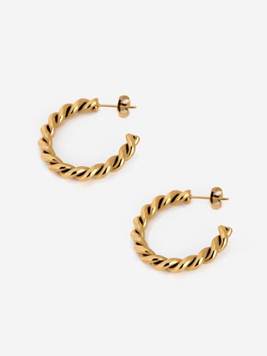 Womens Gold Twisted Croissant Hoop Earrings - - One Size - MUCHV - Modalova