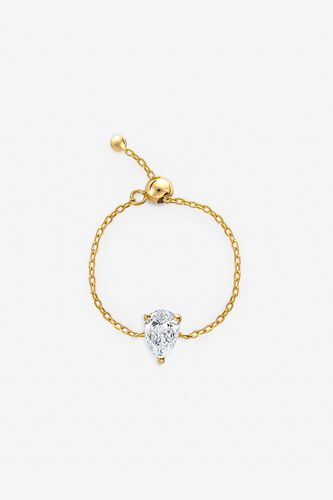 Womens Gold Chain Promise Ring With Pear Stone - Adjustable - - One Size - NastyGal UK (+IE) - Modalova