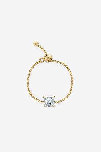 Womens Gold Adjustable Chain Ring With Square Stone - - One Size - MUCHV - Modalova