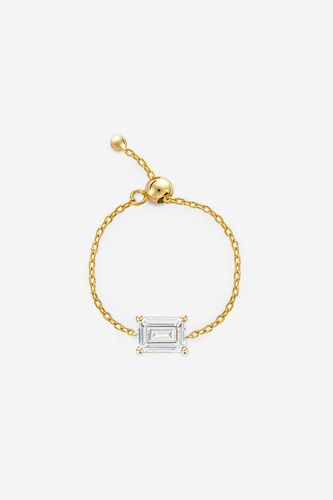 Womens Gold Adjustable Chain Ring With Baguette Stone - - One Size - NastyGal UK (+IE) - Modalova