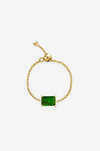 Womens Gold Adjustable Chain Ring With Emerald Green Baguette Stone - - One Size - NastyGal UK (+IE) - Modalova