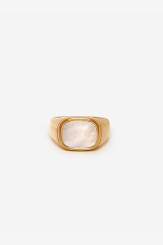 Womens Mother-of-Pearl Gold Signet Ring - - M - NastyGal UK (+IE) - Modalova