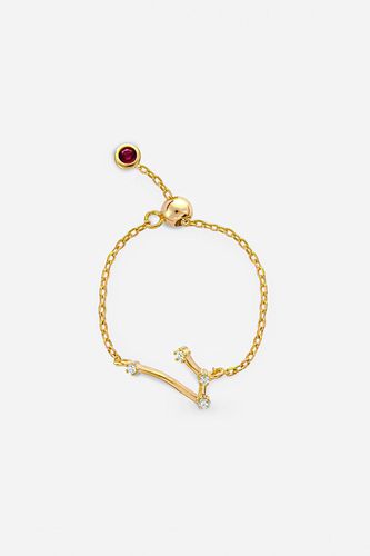 Womens Gold Aries Zodiac Constellation Chain Ring - Adjustable - - One Size - MUCHV - Modalova