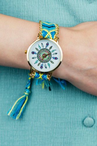 Womens Boho Mandala Art Bohemian Jute Knitted Strap Bracelet Wrist Watch - One Size - The Colourful Aura - Modalova