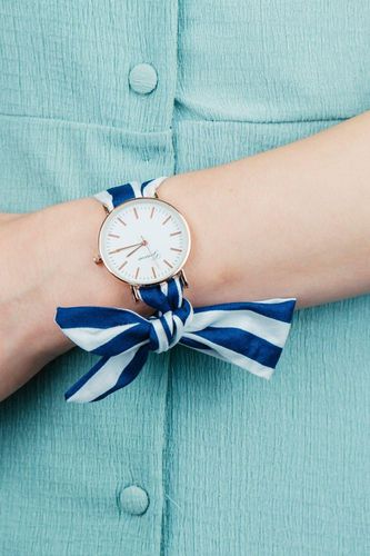 Womens Stripe Print Colour Changeable Fabric Strap Wristwatch - One Size - The Colourful Aura - Modalova