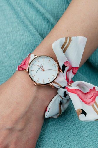 Womens White Swan Cloth Changeable Cotton Tie Knot Strap Geneva Boho Wristwatch - - One Size - The Colourful Aura - Modalova