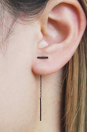 Bar and Chain Sterling Silver Threader Earrings - - One Size - NastyGal UK (+IE) - Modalova