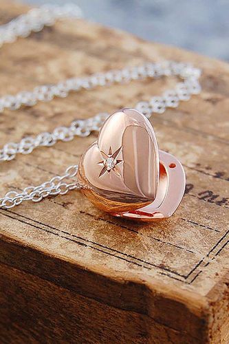 Womens Sterling Silver Heart Locket with White Topaz - - One Size - NastyGal UK (+IE) - Modalova