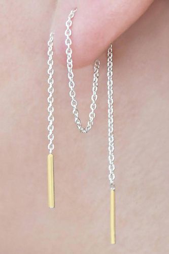 Two Tone Sterling Silver Chain Threader Earrings - - One Size - NastyGal UK (+IE) - Modalova
