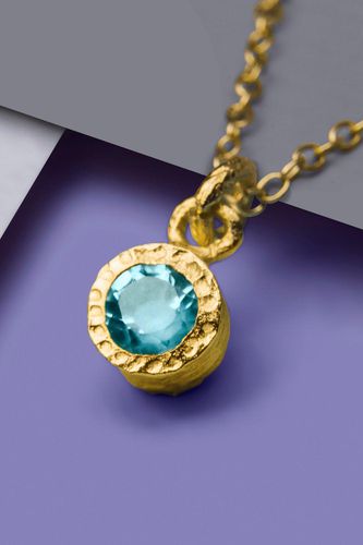 Womens Blue Topaz Sterling Silver November Birthstone Pendant Necklace - - One Size - Otis Jaxon London - Modalova