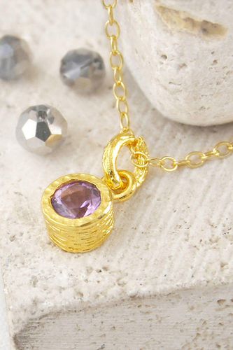 Womens Amethyst February Birthstone Sterling Silver Pendant Necklace - - One Size - NastyGal UK (+IE) - Modalova