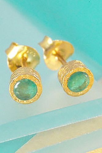 Womens Emerald May Birthstone Sterling Silver Stud Earrings - - One Size - Otis Jaxon London - Modalova