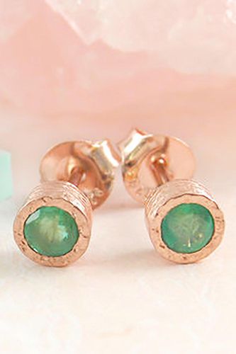 Womens Emerald May Birthstone Sterling Silver Stud Earrings - - One Size - Otis Jaxon London - Modalova