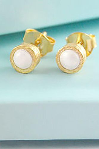 Womens White Pearl June Birthstone Sterling Silver Stud Earrings - - One Size - Otis Jaxon London - Modalova