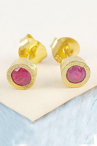 Womens Pink Ruby Sterling Silver July Birthstone Stud Earrings - - One Size - NastyGal UK (+IE) - Modalova