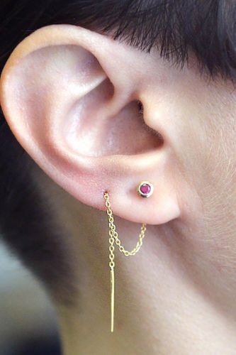 Womens Ruby Silver Silver July Birthstone Threader Earrings - - One Size - NastyGal UK (+IE) - Modalova
