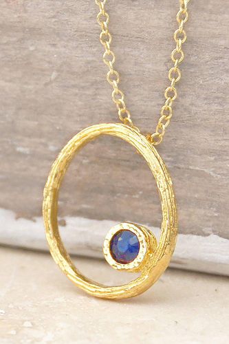 Womens Sapphire September Birthstone Sterling Silver Oval Necklace - - One Size - Otis Jaxon London - Modalova