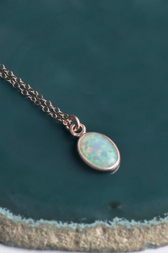 Womens Welo Opal Sterling Silver October Birthstone Necklace - - One Size - Otis Jaxon London - Modalova