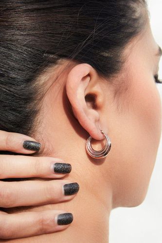 Womens High Polish Ridged Hoop Small Sterling Silver Earring - - One Size - NastyGal UK (+IE) - Modalova