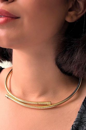 Womens Spiral Sprung Silver Plated Choker Necklace - - One Size - Otis Jaxon London - Modalova