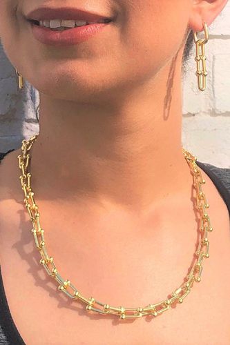 Womens Gold Plated Interlocking U Chain Necklace - - One Size - Otis Jaxon London - Modalova