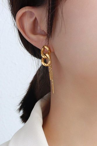Womens Gold Plated Curb And Trace Chain Stud Earrings - - One Size - Otis Jaxon London - Modalova