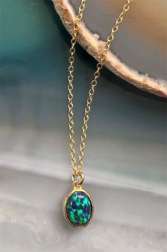 Womens Black Opal Sterling Silver October Birthstone Pendant Necklace - - One Size - NastyGal UK (+IE) - Modalova