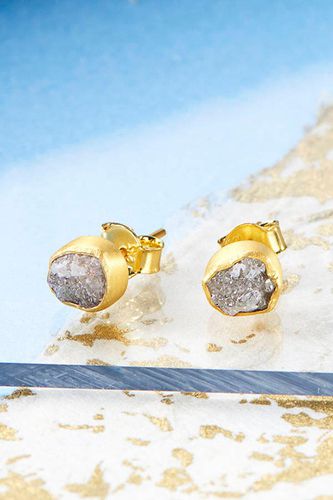 Womens Rough Diamond April Birthstone Sterling Silver Stud Earrings - - One Size - Otis Jaxon London - Modalova