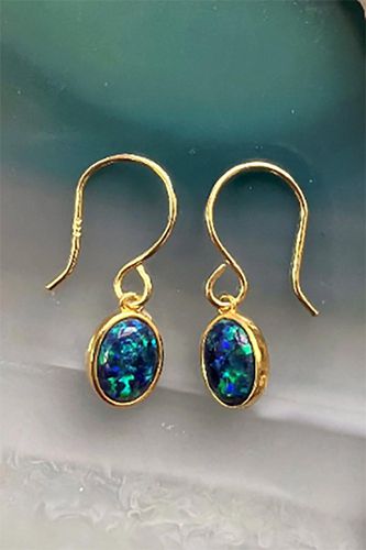 Womens Black Opal Sterling Silver October Birthstone Drop Earrings - - One Size - Otis Jaxon London - Modalova