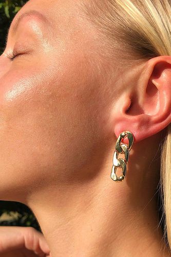 Womens Gold Plated Chunky Curb Chain Stud Earring - - One Size - Otis Jaxon London - Modalova