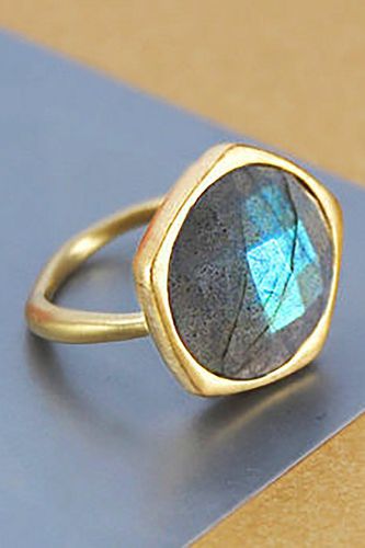 Womens Labradorite 18kt Gold plated Sterling Silver Gemstone Ring - - K - NastyGal UK (+IE) - Modalova