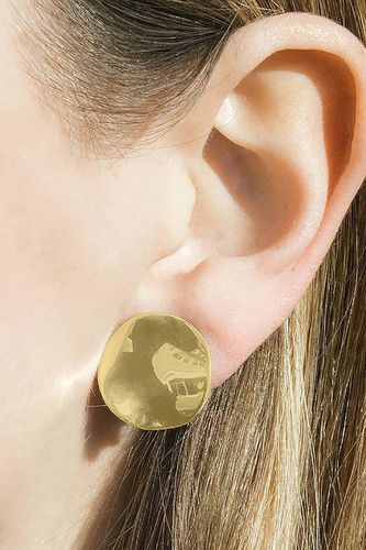 Womens Wavy Disc Sterling Silver Clip On Stud Earrings - - One Size - Otis Jaxon London - Modalova