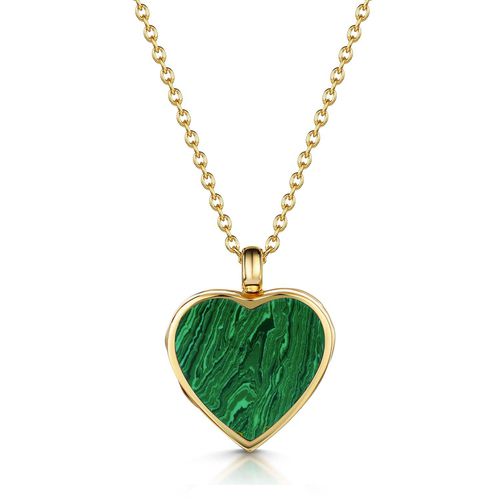 Womens Malachite Personalised Heart Locket - - One Size - LOVELOX Lockets - Modalova