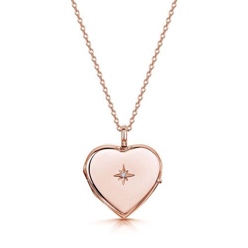 Womens Diamond Set Personalised Heart Locket - - One Size - LOVELOX Lockets - Modalova