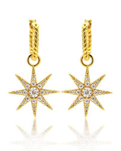 Womens Estelle Starburst Pavé Charm Hoop Earrings 18ct Gold Vermeil - - One Size - NastyGal UK (+IE) - Modalova